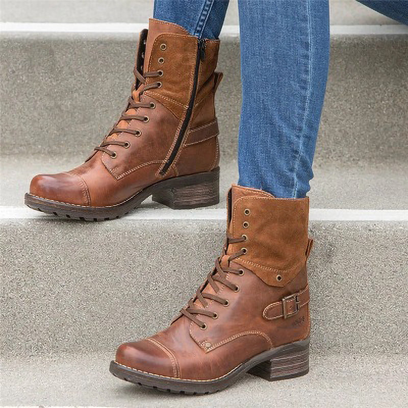 Coachella Festival Boots Casual Low Heel 40-43 round Toe Cross Strap Ankle Boots for Women