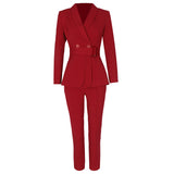 Women Pant Suit Uniform Designs Formal Style Office Lady Bussiness Attire Fashion Blazer Straight-Leg Pants Suit