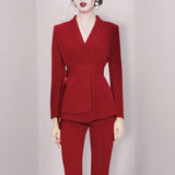 Women Pant Suit Uniform Designs Formal Style Office Lady Bussiness Attire Fashion Blazer Straight-Leg Pants Suit