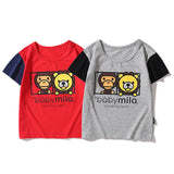 A Ape Print Baby Milo for Kids Shirt Boys and Girls Fan Cotton Short Sleeve Monkey Printing T-shirt Color Matching Color Contrast Short Sleeve