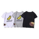 A Ape Print for Kids T Shirt Banana Stamp Boys and Girls Children's Cotton Short-Sleeved T-shirt