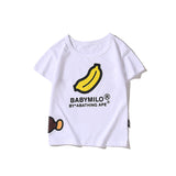 A Ape Print for Kids T Shirt Banana Stamp Boys and Girls Children's Cotton Short-Sleeved T-shirt