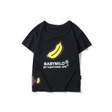 A Ape Print for Kids T Shirt Banana Stamp Boys and Girls Children's Cotton Short-Sleeved T-shirt