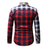 Men's Plaid Colorblock Long Sleeve plus Size Sports Retro Fashion Trends Casual Shirt Men Shirt