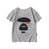 A Ape Print for Kids T Shirt Summer Print Alphabet Cartoon Short Sleeve Men's Cotton T-shirt