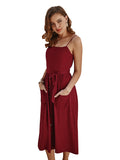 Green Fairycore Dress Solid Color Strap Dress Spring/Summer Temperament Commute Skirt