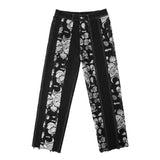 Printed Stitching Jeans Men's Large Size Retro Sports Trousers Loose Multicolor Casual Straight Trousers Men Jeans