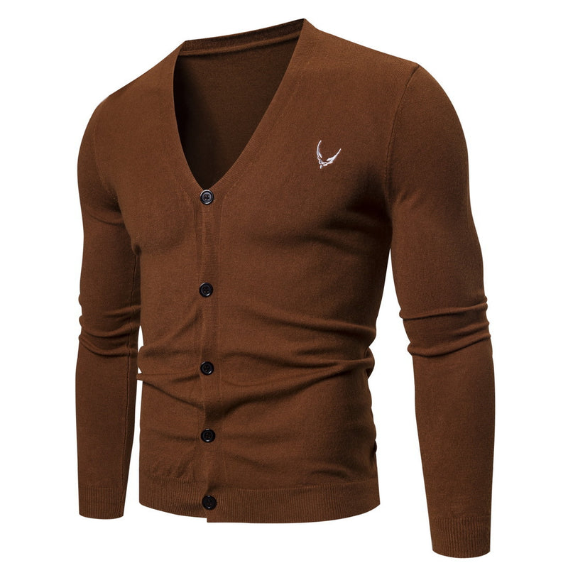 Spring Men's V-neck Slim Fit Sweater Cardigan British Fashion Casual Knitted Bottoming Shirt Men Cardigan Sweater