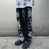 Printed Stitching Jeans Men's Large Size Retro Sports Trousers Loose Multicolor Casual Straight Trousers Men Jeans