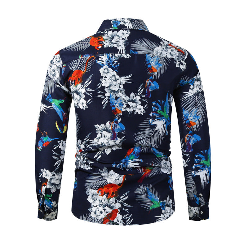 Men's Long Sleeve Large Size Shirt Fashion Trend Printed Shirt Men Shirt