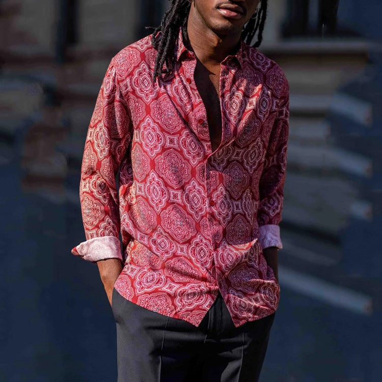 Men's Loose Japanese Style Digital Printing Shirt Men's Casual Shirt