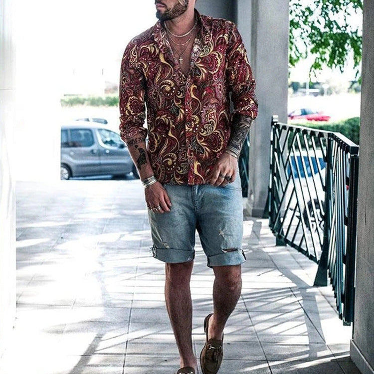 Men's Shirt Vacation Casual Fashion Pattern Printed Top
