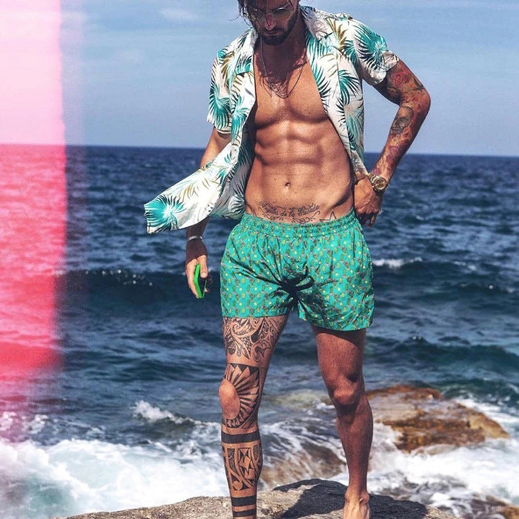 Men's Shirt Hawaiian Casual Beach Maple Leaf Short Sleeve