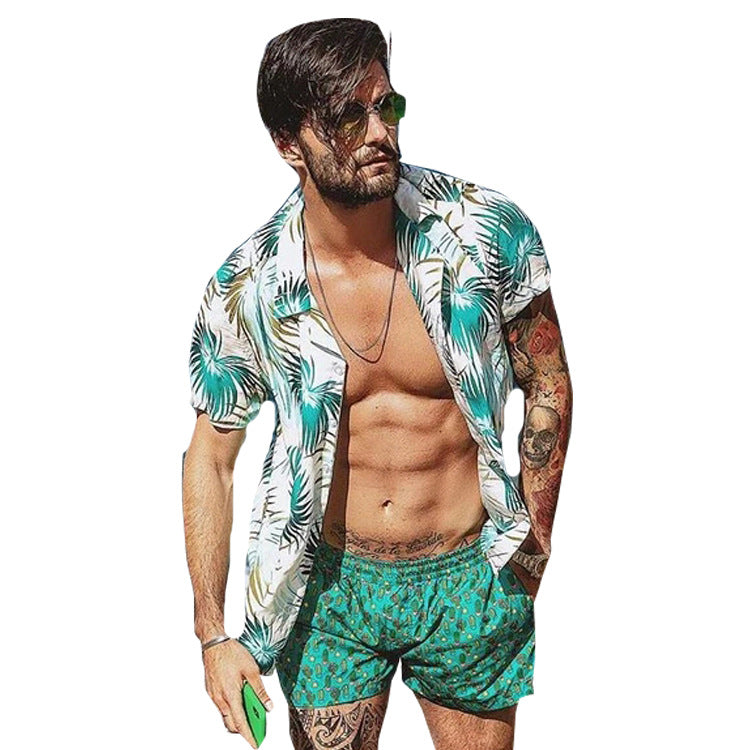 Men's Shirt Hawaiian Casual Beach Maple Leaf Short Sleeve