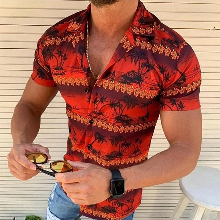 Hawaii Casual Beach Printed Short-Sleeved Shirt for Men