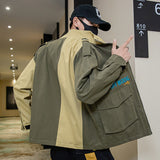 Men's Spring and Autumn plus Size Long Sleeve Top Sports Loose Coat Men's Color Matching Casual Men's Jacket