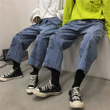 Anime Print Jeans Denim Pants for men Vintage Cartoon Printed Straight Wide Leg Jeans