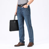 Loose Fit Retro Blue Vintage Jeans Straight Classic Denim Cotton Fabric Light Wash Casual Business Trousers Pants Men's Spring Summer Jeans Men's Casual Straight Pants Stretch