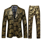 Men Dress Coat British Style Slim Fit Casual Bronzing Swallowtail Suit