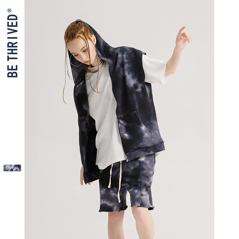 Men's Spring and Summer Loose Hooded plus Size Loose Retro Sports Vest Men Top