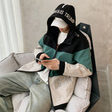 Men's Spring and Autumn Large Size Coat Sports Loose Coat Men's Color Matching Casual Men's Jacket