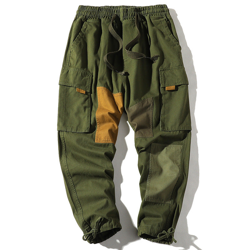 Men's Spring plus Size Loose Retro Sports Color Matching Straight Men's Casual Pants Men Cargo Pant
