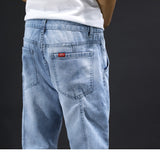Men Relaxed Tapered Jean Crop Jeans Anklelength Denim Pant Relaxed Tapered Jean Mens Corset Denim Pant Spring/Summer Quality Breathable plus Size Versatile Casual Light Blue Ankle-Tied Harem Denim Men