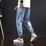 Men Relaxed Tapered Jean Crop Jeans Anklelength Denim Pant Relaxed Tapered Jean Mens Corset Denim Pant Spring/Summer Quality Breathable plus Size Versatile Casual Light Blue Ankle-Tied Harem Denim Men