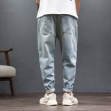 Relaxed Tapered Jean Fisherman Jean for Men Spring and Summer Breathable plus Size Simple All-Match Casual Harem Denim Trousers Men