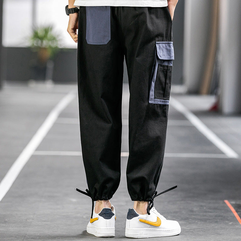 Men's Spring and Autumn Color Matching Large Size Retro Sports Men's Loose Men's Casual Pants Men Cargo Pant