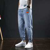 Men Relaxed Tapered Jean Crop Jeans Anklelength Denim Pant Relaxed Tapered Jean Mens Corset Denim Pant Spring/Summer plus Size Casual Ankle-Tied Harem Denim (Ankle-Length Pants) Men