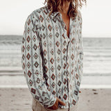 Men's Shirt Hawaiian Casual Beach Printed Long Sleeve