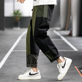 Men's Spring and Summer Large Size Casual Loose Retro Sports Color Matching Straight Casual Pants Men Cargo Pant
