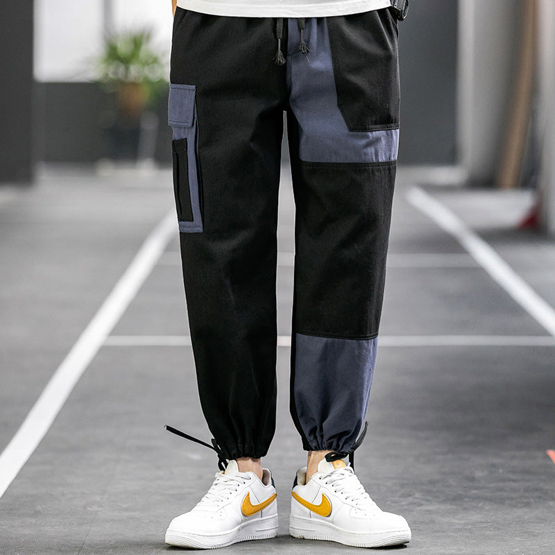 Men's Spring and Autumn Color Matching Large Size Retro Sports Men's Loose Men's Casual Pants Men Cargo Pant