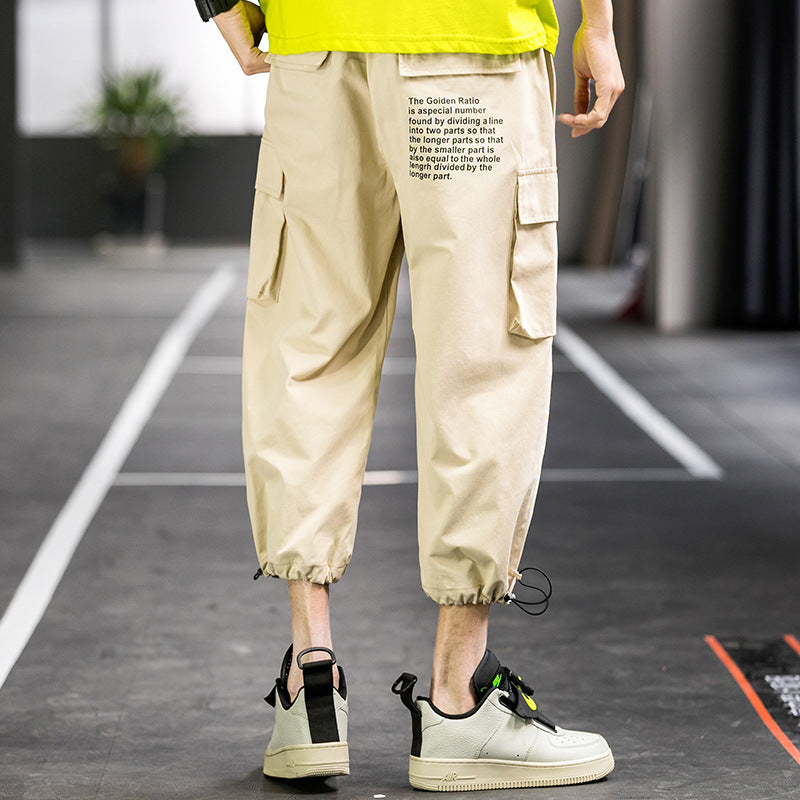 Men's Spring plus Size Sports Load Solid Color Loose Harem Casual Pants Men's Men Cargo Pant