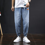 Men Relaxed Tapered Jean Crop Jeans Anklelength Denim Pant Relaxed Tapered Jean Mens Corset Denim Pant Spring/Summer plus Size Casual Ankle-Tied Harem Denim (Ankle-Length Pants) Men
