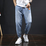 Men Relaxed Tapered Jean Crop Jeans Anklelength Denim Pant Relaxed Tapered Jean Mens Corset Denim Pant Spring/Summer plus Size Casual Ankle-Tied Harem Denim (Ankle-Length Pants) Men