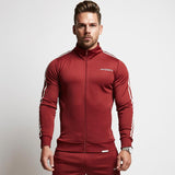 Gyms Fitness Mens Sports Hoodie Bodybuilding Workout Jogging Men's Athletic Sweatshirts Striped Jacket Slim Fit Running Sports and Leisure Sweater Men's Top Sportswear