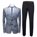 Mens Prom Suits Men's Clothing Print Suit Youth Casual Fashion Trends Slim-Fitting Suit Two-Piece Suit Men