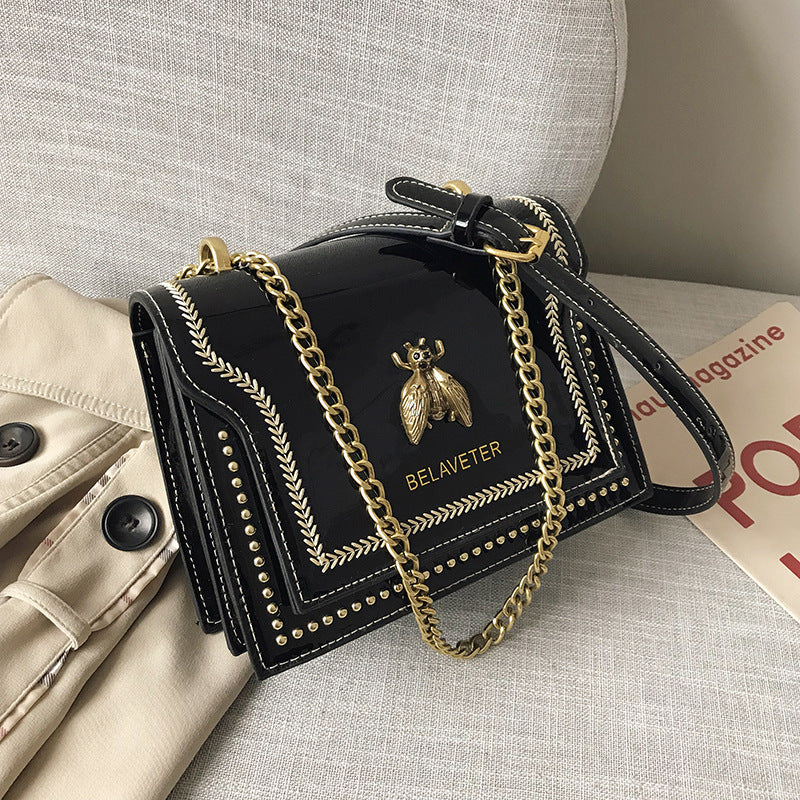 Patent Leather Small Square Bag Versatile Chain Bag