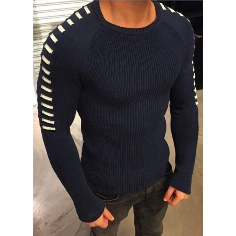 Men's Slim-Fit Long-Sleeved round Neck Sweater Top