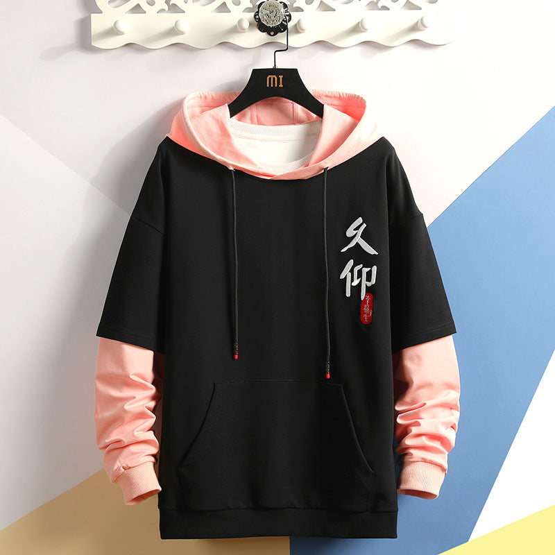 Autumn and Winter plus Size Retro Sports Hooded Pullover Teenagers Student Coat Top Long-Sleeved Sweater Men Men Spring Hoodie