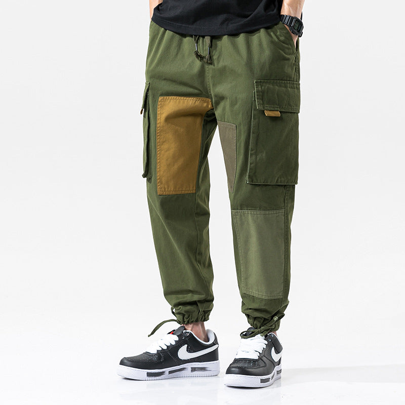 Men's Spring plus Size Loose Retro Sports Color Matching Straight Casual Pants Trousers Men Cargo Pant