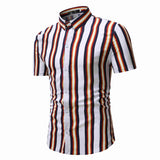 Men's Slim-Fit Striped Short Sleeves Shirt Youth Fashion Casual Shirt Men Shirt