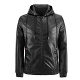 Hand Painted Leather Jackets Men's Hooded Slim Fit Motorcycle Leisure Coat