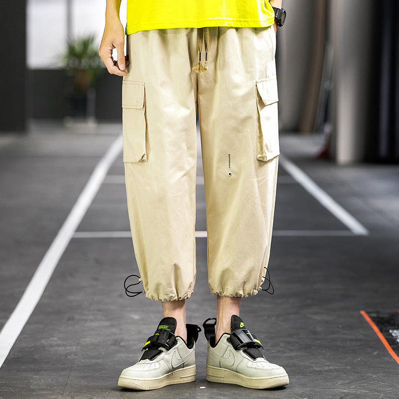 Men's Spring plus Size Sports Load Solid Color Loose Harem Casual Pants Men's Men Cargo Pant