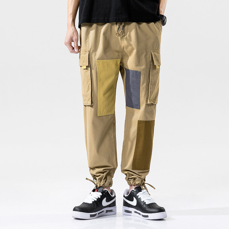 Men's Spring plus Size Loose Retro Sports Color Matching Straight Casual Pants Trousers Men Cargo Pant