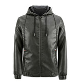 Hand Painted Leather Jackets Men's Hooded Slim Fit Motorcycle Leisure Coat