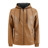 Hand Painted Leather Jackets Men's Hooded Slim Fit Motorcycle Leisure Coat