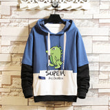 Men's Large Size Retro Sports Spring Pikachu Pattern Long-Sleeved T-shirt Trendy Hoodie Men's Shirt Trendy Men Spring Hoodie